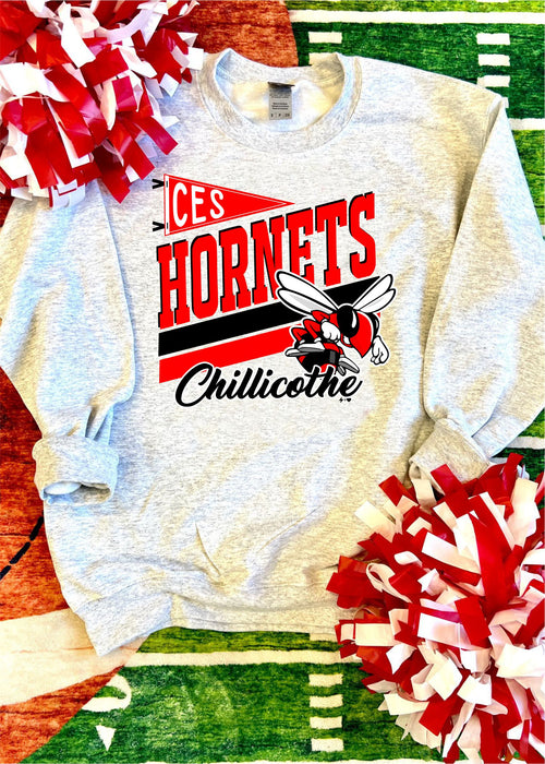 Chillicothe PTO Hornet  Pennant Crew Sweatshirt (SPIRIT1101-DTG-SS)