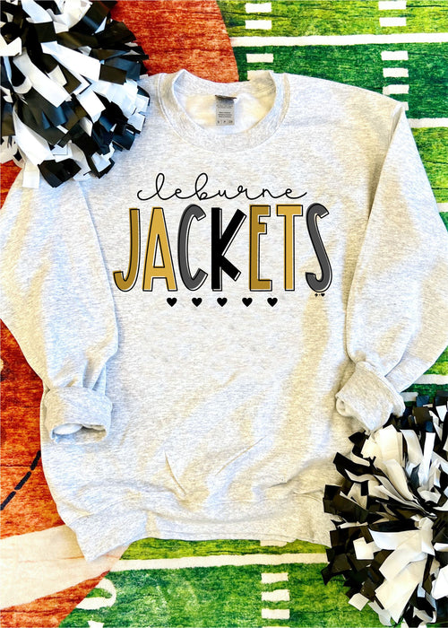 Cleburne Cheer - All the Hearts Jackets Crew Sweatshirt (SPIRIT1076-DTG-SS)