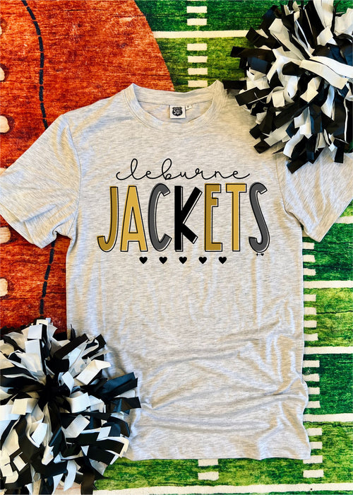 Cleburne Cheer - All the Hearts Jackets Tee Shirt (SPIRIT1076-SUB-TEE)