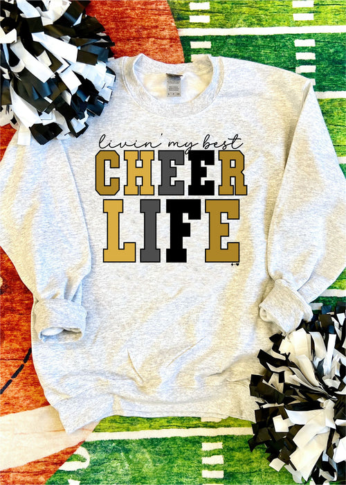 Cleburne Cheer - Living my Best Cheer Life Crew Sweatshirt (SPIRIT1115-DTG-SS)