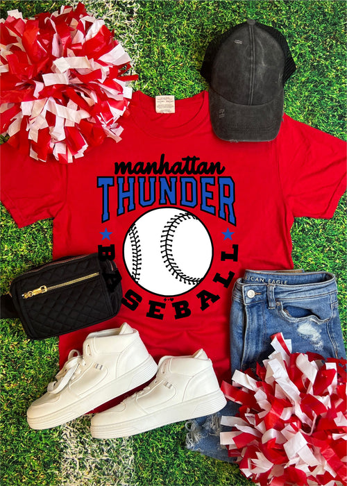 Thunder Baseball - Thunder Arched Baseball Tee Shirt (BASEBALL1028-DTF-TEE)