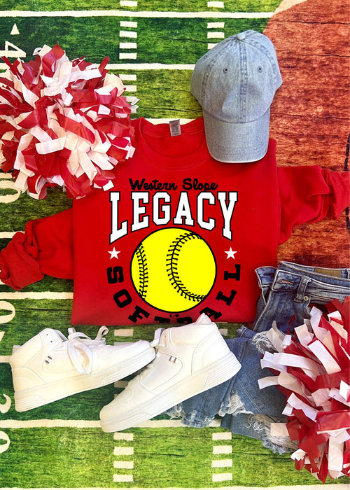 Legacy Softball - Legacy Arched Softball Crew Sweatshirt (SOFTBALL1017-DTF-SS)